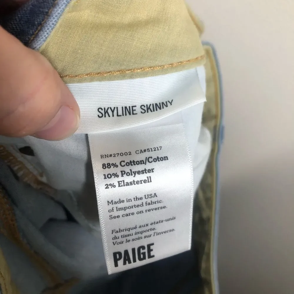 Paige Skyline Skinny Jeans Halstead Light Wash Stretch Denim Size 28